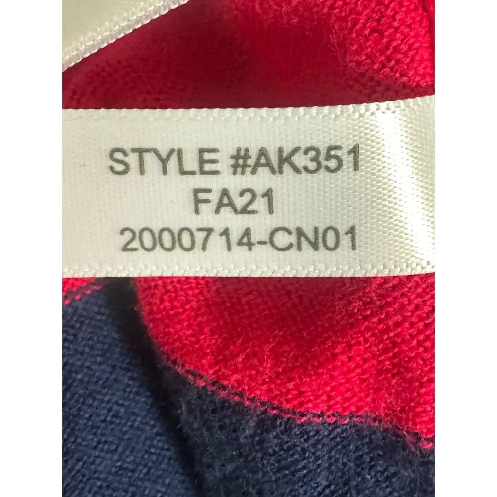 NWOT J.Crew Teddie Cotton Navy‎ and Pink Striped Sweater Size L